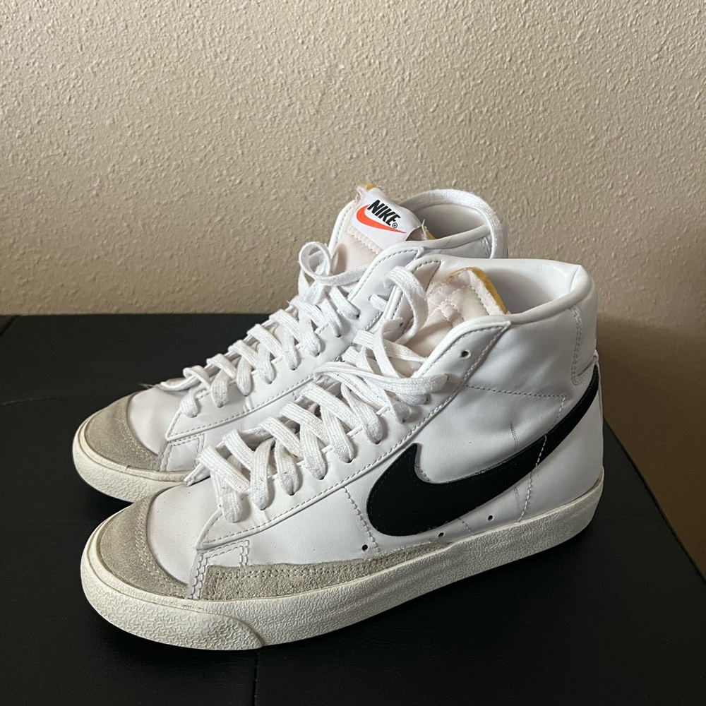 Nike White and Black High-Top Shoes